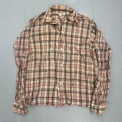 Vintage 60s Van Heusen White Plaid Cotton Loop Collar 1960s True Vintage - Image 1 of 4