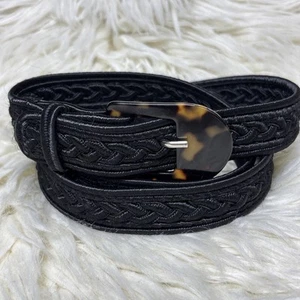 Cinturón Vintage Collezione Tejido Trenzado Círculo Hebilla Cuerda Negra Boho 34-36 - Imagen 1 de 6