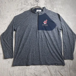 Cleveland Indians Shirt Mens 2XL Blue Fanatics 1/4 Zip Performance Chief Wahoo - Picture 1 of 13