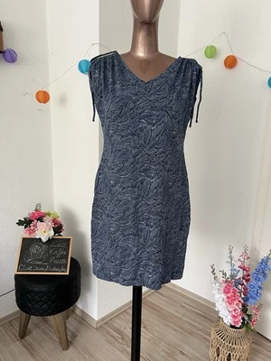 C&A Damenkleid Sommerkleid Blattmuster Blau Gr: M - Bild 1 von 4