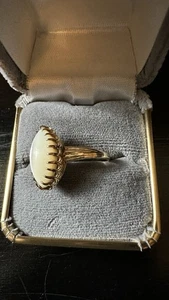 Antiker 14K Gold Perlen Ring Größe 7,5 große Marquise Form echte Perle 20er Jahre - Bild 1 von 8