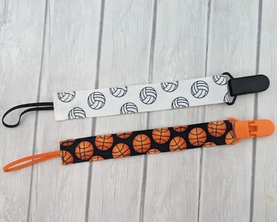 Volleyball Pacifier Clip, Basketball Pacifier Clip, Sport Baby Shower Gift, Nuk - Image 1 of 3