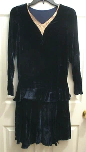 Ladies~Antique~1928~Wedding Dress~Handmade~Deep Blue Velvet~Lace~Fragile~Decor - Picture 1 of 10