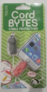 Tzumi 2 Cord Bytes Phone Cable Protectors Mouse Pink Rabbit New Free Shipping. - Picture 1 of 2