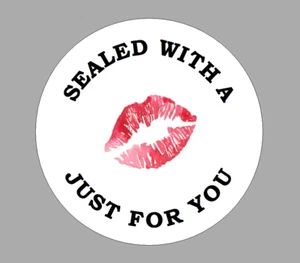 Circular Round Fun Sealed with a Kiss For You Labels Envelope Gift Lips Stickers - Picture 1 of 1