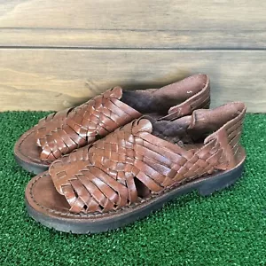 Women's Pachuco Brown Mexican Leather Huarache by Brand X Huaraches Size 5 - Picture 1 of 24