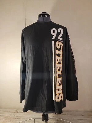 Camisa Manga Larga Pittsburgh Steelers #92 James Harrison Talla L Negra Equipo NFL Foto 1 de 4
