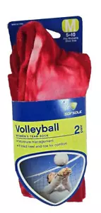 2 Pair Sof Sole Womens Red And Tie Dye Red Volleyball Socks Size 5-10 - Picture 1 of 2