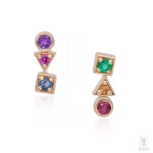 14 Karat Gelbgold 0,15 kt Saphir Edelstein Mini Ohrstecker - Geschenk für Mutter D - Bild 1 von 9