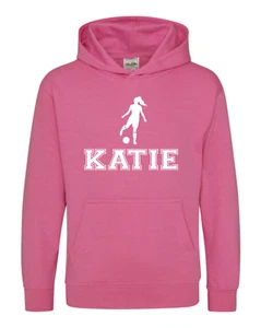 Personalised Football Hoodie for Girls, Child's Name Hooded Sweatshirt, Gift - Picture 1 of 10