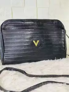 VALENTINO Shoulder Bag Crossbody Logo Leather Black women's USED FROM JAPAN - Picture 1 of 10
