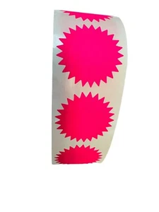 Pink STARBURST (2") Direct Thermal Zebra Labels - 2 RLS of 700 EA - Picture 1 of 6