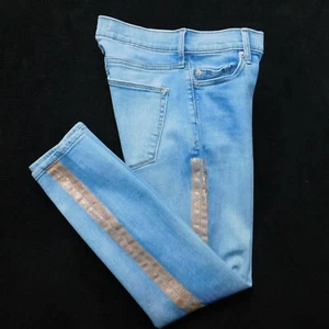 Pantalones de mezclilla elásticos a rayas dorados GAP 1969 true ajustados al tobillo lavado ligero talla 25P - Imagen 1 de 8