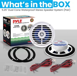 5.25 Inch Dual Marine Speakers - 2 Way Waterproof and Weather Resistant Outdo... - Picture 1 of 12