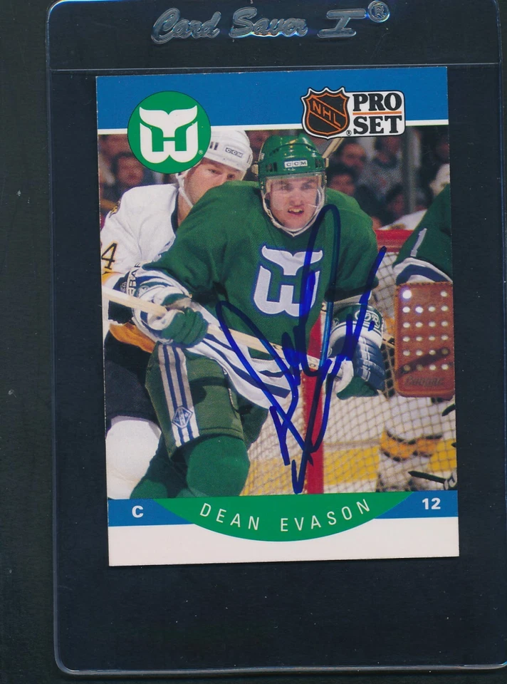 1990/91 Pro Set #103 Dean Evason Whalers Signed Auto *D5221 - Image 1 of 1