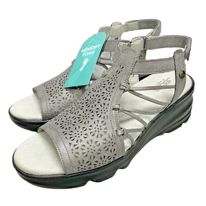 JBU Jambu Women’s 10 Water Lily Wedge Strappy Sandal Gunmetal Gray Memory Foam - Picture 1 of 15