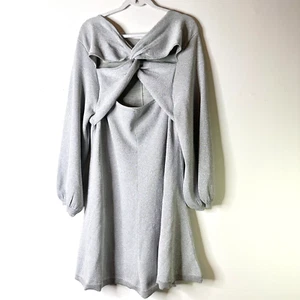 J CREW Dress Women 3X Plus Silver Sparkle Lurex Open Back Stretch Merino NWT - Picture 1 of 13