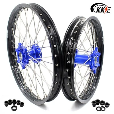 KKE 21/19 MX 数控车轮轮辋适合雅马哈 YZ125 YZ250 YZ250F YZ450F 2003-2025 蓝色 — 第 1/4 张图片