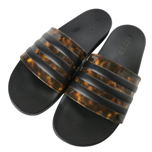 ADIDAS Adilette 3 strisce slide 10 slip on sandalo piatto tartaruga nero GX9835