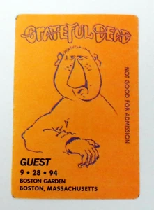 Grateful Dead Backstage Pass Jerry Garcia Art Boston Garden MA 9/28/94 9/28/1994 - Picture 1 of 12