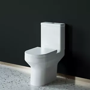 Bathroom Rimless Close Coupled Toilet Soft Close Seat Cistern Modern Pan WC - Picture 1 of 7