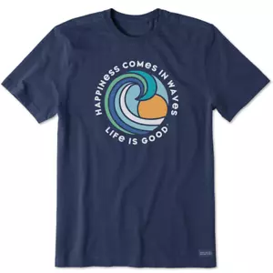 MAGLIETTA NUOVA CON ETICHETTE LIFE IS GOOD UOMO CRUSHER-LITE..OCEAN WAVE "HAPPINESS COMES IN WAVES"(XL) - Foto 1 di 2