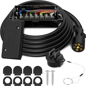 7 Way Trailer Plug Cord Junction Box - Heavy Duty 7 Pin 10 Feet - Foto 1 di 8