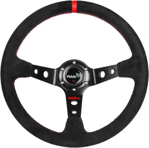 RASTP Universal Racing Steering Wheel Suede Deep Dish 13.58”/345mm 6 Red  - Imagen 1 de 7