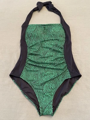 Traje de baño Boden para mujer talla 10 acanalado verde azul marino halter nuevo con etiquetas Foto 1 de 4