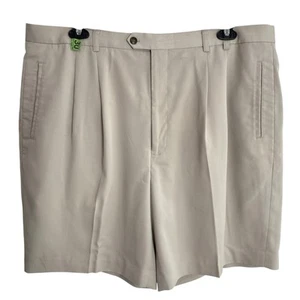 Cutter & Buck Shorts Mens Size 42 Khaki Pleated Dress 9" Rayon Blend Golf Preppy - Picture 1 of 11