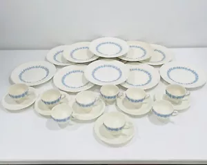 Wedgwood Antique Lavender on Cream Embossed Queen's Ware 24 Piece Set - Picture 1 of 12