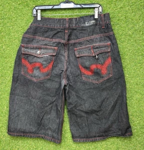 Pantalones Cortos de Jean ECKO De Colección Para Hombre Talla 36 Sueltos Y2K Años 90 Patinador Puntada Gruesa Negros - Imagen 1 de 11