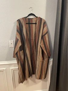Eskandar MULTI-COLOR STRIPED Linen Hooded Tunic Duster Size 1 - Picture 1 of 15