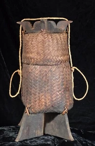Vintage Tibet Tibetan Woven Carrying Basket - Picture 1 of 8