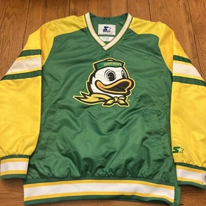 NWT NEW OREGON DUCKS GREEN Yellow STARTER PULLOVER Jacket Size L - Picture 1 of 10