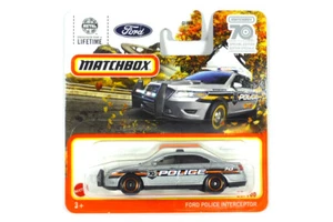 Matchbox HLD04 Ford Police Interceptor silber-23/100 Maßstab ca. 1:64 Modellauto - Bild 1 von 1