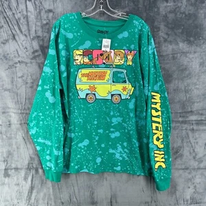 Scooby Doo Long Sleeve Shirt Size XL Green Splatter AOP Mystery Machine NWT - Picture 1 of 13