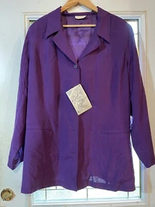 VTG 80s Roaman's Oversized 5 button blazer Size 52 Plus Sized Purple Cute Jacket - Picture 1 of 4