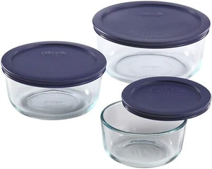 Pyrex Simply Store Set Contenitore Rotondo per Alimenti in Vetro con Coperchi Blu (6 Pezzi) - Foto 1 di 4