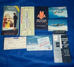 AMERICAN AIRLINES 1961 Ticket & Sleeve,postcards, brochures, $2 Bag, System Map+ - Picture 1 of 24