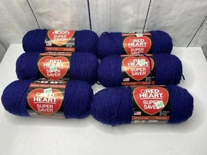 Lot of 6 ~ Red Heart Super Saver Soft Navy Blue Acrylic Yarn Medium #4 - 6-7 oz - Picture 1 of 4