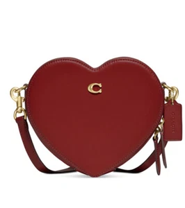 ❤️ Coach Heart Brass/Red Apple Leather Crossbody In Original Packaging - Picture 1 of 5