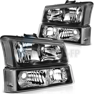 For 2003-2006 Chevrolet Silverado 1500 HD 2500 HD Headlights Assembly Bumper Set - Picture 1 of 9