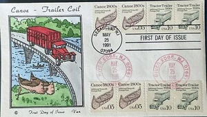Van Handpainted 2453 Canoe 2457 Tractor Trailer Transportation - Picture 1 of 1