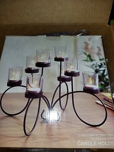 Candle Holder, Metal Stand with Glass Holders - Picture 1 of 1
