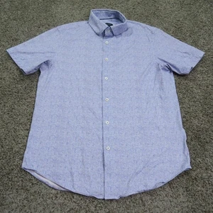 Bugatchi Shirt Mens Medium Blue Sky Short Sleeve OoohCotton Tech 8 Way Stretch - Picture 1 of 9