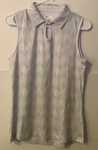 Greg Norman Play Dry Polo Medium Sleeveless Golf Top White Multi Free Shipping - Picture 1 of 3