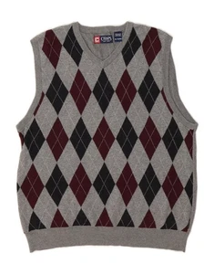 CHAPS Mens Vest Tank Top XL Grey Argyle/Diamond Cotton CS07 - Picture 1 of 3