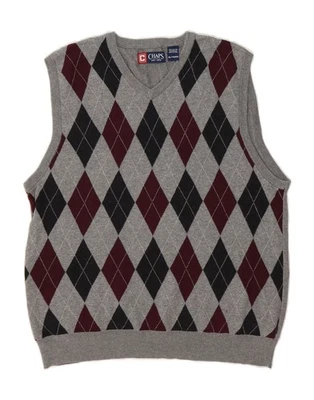 CHAPS Mens Vest Tank Top XL Grey Argyle/Diamond Cotton CS07 - Image 1 of 3