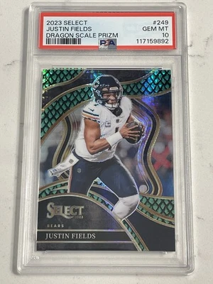 2023 Panini Select #249 Justin Fields Dragon Scale Prizm SP /70 PSA 10 GEM MINT - Image 1 of 2